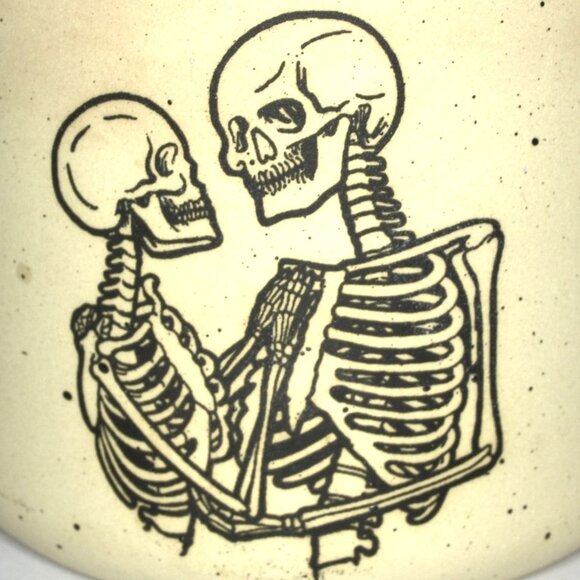 Cobwebs And Caldrons Coffee Mug With Skeletons Black Tan New - Picture 2 of 8